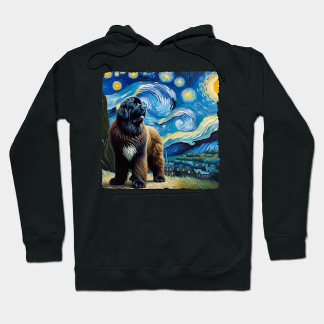 Starry Newfoundland Dog Portrait - Pet Portrait Hoodie by starry_night